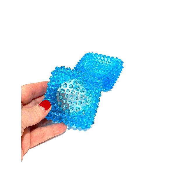 Vintage Blue Hobnail Glass Open Master Salt Cellar Dip PAIR (2) Square Fenton? - Picture 3 of 4